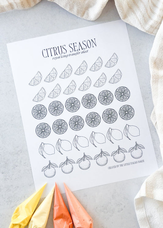 Citrus Royal Icing Practice Sheet