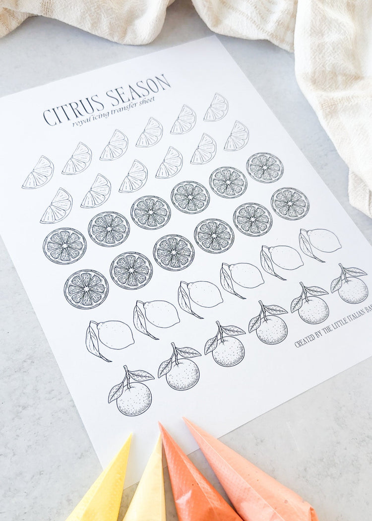 Citrus Royal Icing Practice Sheet